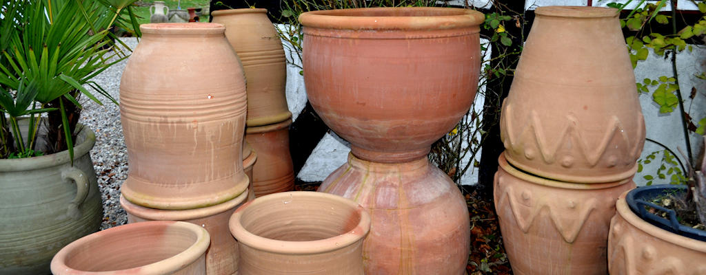 Terracotta krukker, Hånddrejede krukker, græske krukker, Middelhavs krukker, Marokkanske krukker